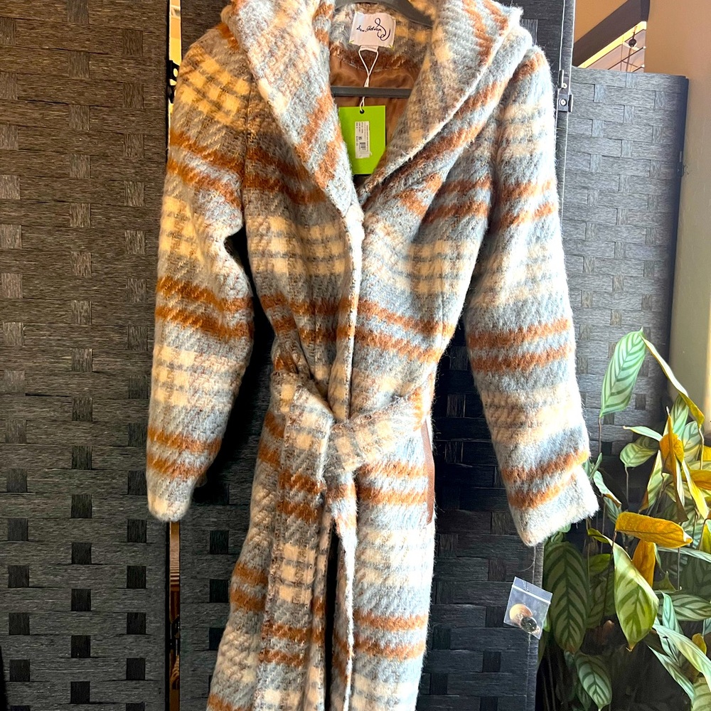 Wool Sam Edelman plaid size small women’s 6 coat jacket trench warm colors